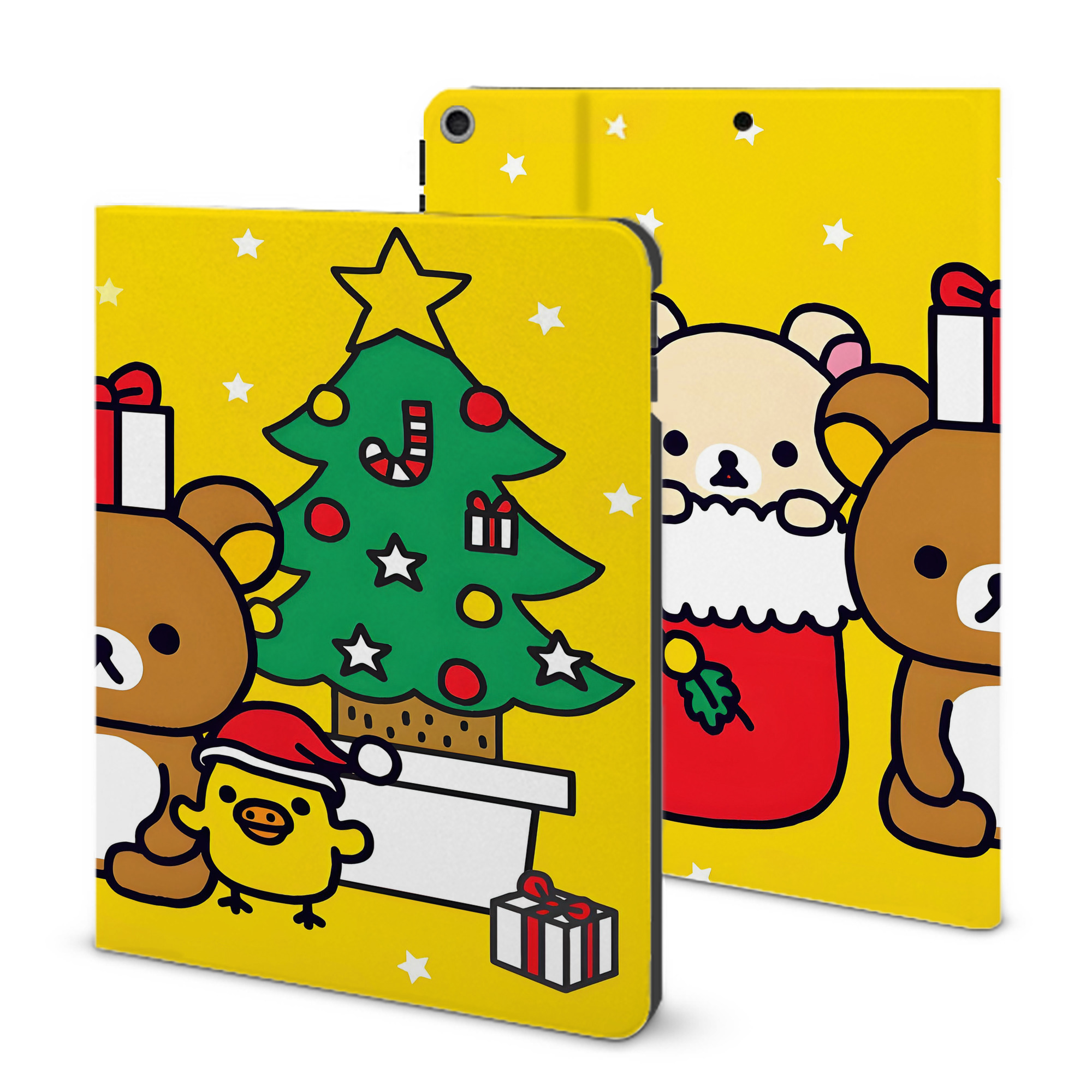 （画像用） リラックマ リラックマ キイロイトリ Rilakkuma Korilakkuma Kiiroitori IPad ケース ブック型 PUレザー TPU 耐衝撃 軽量 薄型 ペン収納なし 全面保護 IPad 各モデル対応